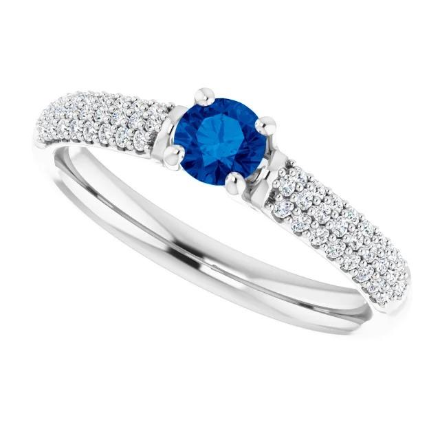Pave Diamant Blue Saphir 2 Karat Ring Weißgold 14K - harrychadent.de