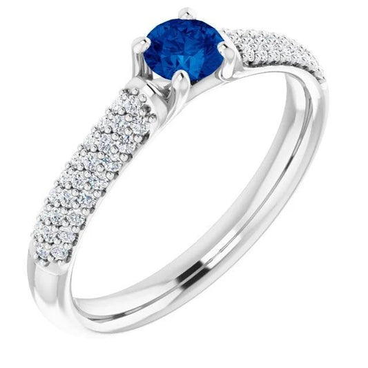 Pave Diamant Blue Saphir 2 Karat Ring Weißgold 14K - harrychadent.de