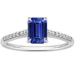 Pave Set Aus der Erde Abgebauter Natürlicher Diamantring Smaragd Ceylon Saphir Weißgold 3,50 Karat