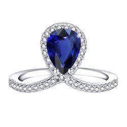 Pear Halo Aus der Erde Abgebauter Natürlicher Diamant Ring Enhancer Natürlicher blauer Saphir 3,50 Karat