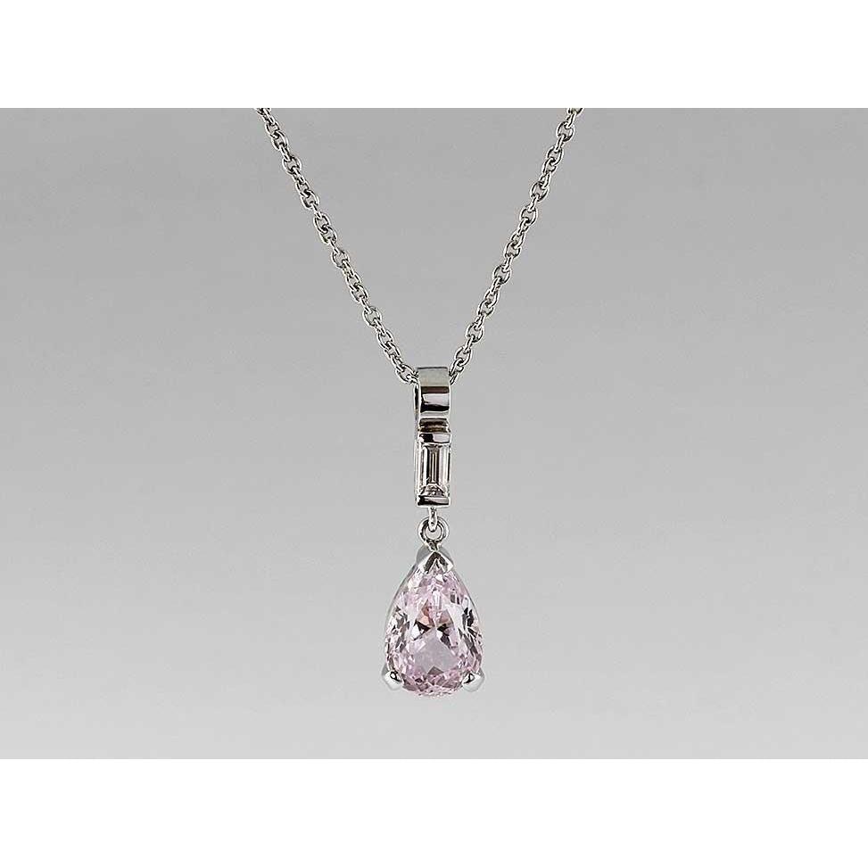 Pink Pear Cut Kunzit Edelstein Anhänger Weißgold 11 Karat Schmuck - harrychadent.de