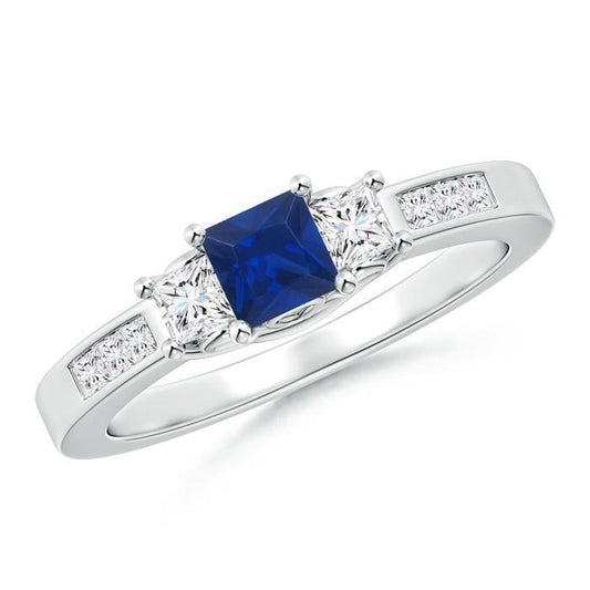 Princess Cut 2,85 ct Saphir und Diamanten Ehering Weißgold 14K - harrychadent.de