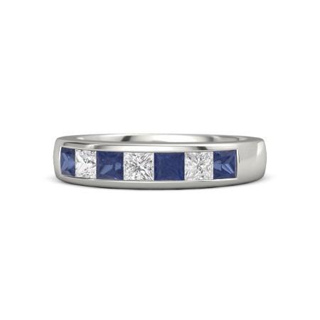 Princess Diamant Blue Sapphire Band 2.50 Karat Weißgold 14K - harrychadent.de