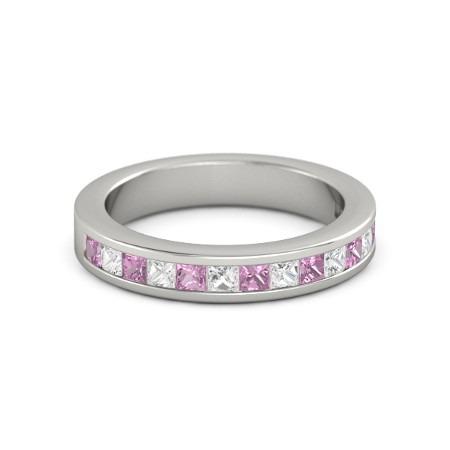 Princess Diamant Pink Saphirband 2,40 Karat Weißgold 14K - harrychadent.de