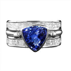 Princess Diamant Ring Trillion Saphir Vintage Style 3 Karat Schmuck