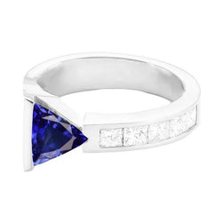 Princess Diamant Trillion Saphir Ring 1,25 Karat Kanalset