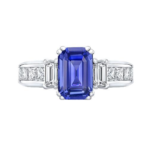 Princess & Emerald Diamant Blue Saphir Jubiläumsring 3 Karat - harrychadent.de