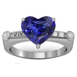 Princess & Runden Aus der Erde Abgebauter Natürlicher Diamant Natural Blue Saphir Ring 3,50 Karat