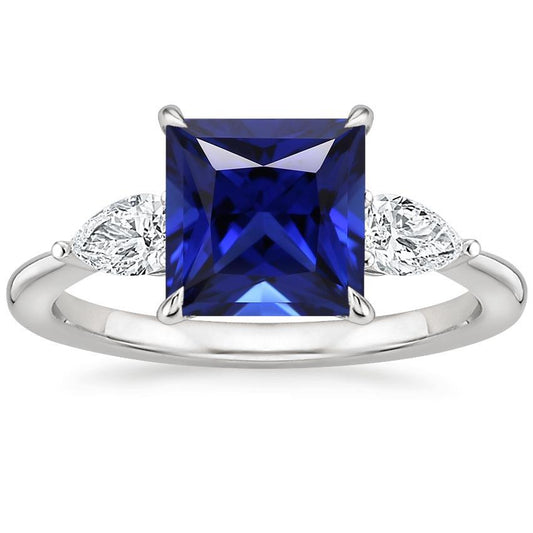 Princess Three Stone Sri Lanka Saphir und Diamant 5,50 Karat - harrychadent.de