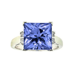 Prinzessin Tanzanite Aus der Erde Abgebauter Natürlicher Diamanten 8.50 Karat Fancy Ring Weißgold 14K