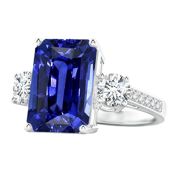 Radiant 3 Stone Ring Blauer Saphir & Akzente 6 Karat Damenschmuck - harrychadent.de