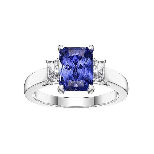 Radiant Diamant Three Stone Ceylon Saphir Damenring 1,75 Karat - harrychadent.de