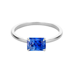 Radiant Solitaire Ring Hellblauer Saphir 2,50 Karat Krappenset Gold