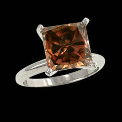 Riesiger Champagner-Edelstein-Verlobungsring mit 3 Kt Aus der Erde Abgebauter Natürlicher Diamant im Radiant Cut