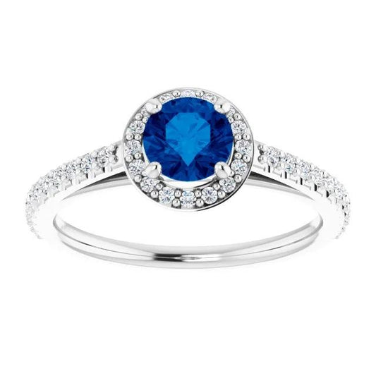 Ring Halo Blue Saphir 2,50 Karat Weißgold 14K - harrychadent.de