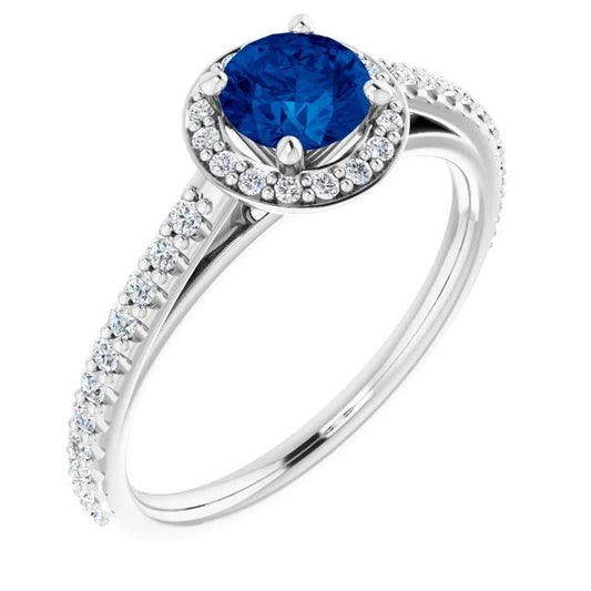 Ring Halo Blue Saphir 2,50 Karat Weißgold 14K - harrychadent.de