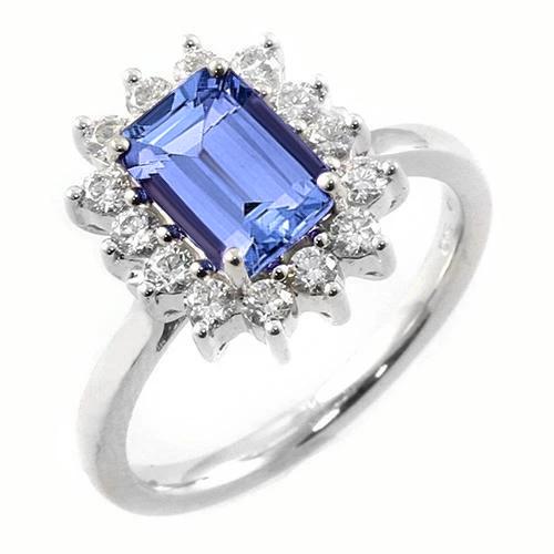 Ring aus 14 Karat 7 Karat Tansanit und Diamanten aus Weißgold Neu - harrychadent.de