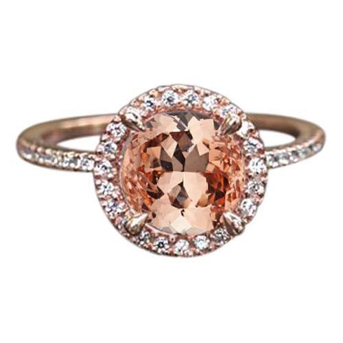 Ring aus 14 Karat 9 Karat Rotgold mit Morganit und Diamanten im Rundschliff Neu - harrychadent.de