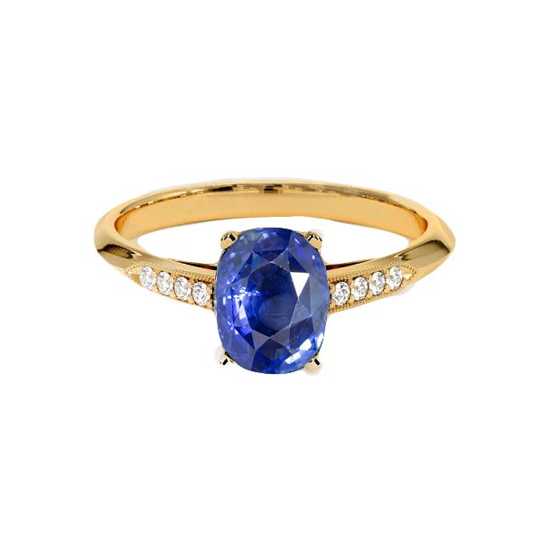 Ring aus Gelbgold mit Diamanten und blauem Saphir im Vintage-Stil 6.50 Karat 14K - harrychadent.de