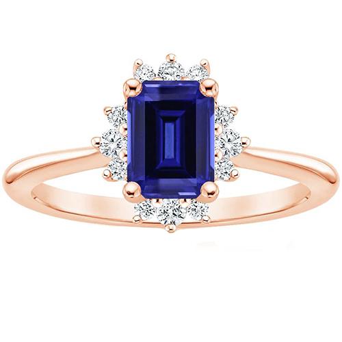 Ring im Blumenstil Ceylon Saphir & Diamant 4 Karat Smaragdschliff - harrychadent.de
