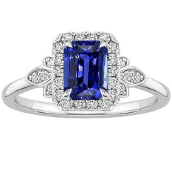 Ring im Blumenstil Smaragd Ceylon Saphir & Diamant 4,25 Karat