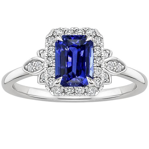 Ring im Blumenstil Smaragd Ceylon Saphir & Diamant 4,25 Karat - harrychadent.de