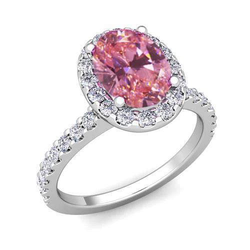 Ring mit rosa Saphir und Diamanten 3,90 Karat Weißgold 14K - harrychadent.de
