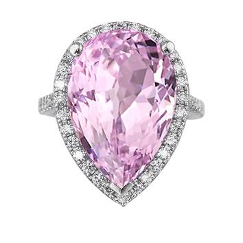 Rosa Kunzit 20.40 Ct Diamant Ehering Weißgold Edelsteinschmuck - harrychadent.de