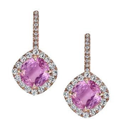 Rosa Kunzit und Aus der Erde Abgebauter Natürlicher Diamant Damen Edelstein Ohrring 21.50 Karat