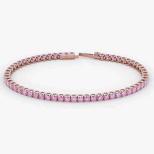 Rosa Saphir Tennisarmband Roségold 14K 5,90 Karat Schmuck - harrychadent.de