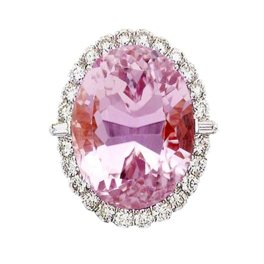 Rosa natürlicher Kunzit mit Diamant Ehering Weißgold 14K 21 Ct - harrychadent.de