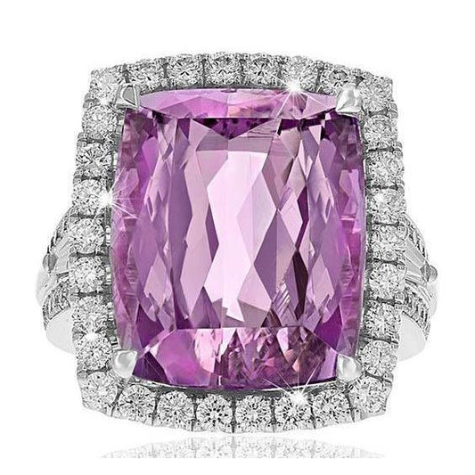 Rosa natürlicher Kunzit und Diamant Ehering Weißgold 14K 22 Ct - harrychadent.de