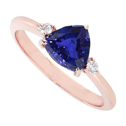 Roségold 3 Trillionen Saphir & runder Aus der Erde Abgebauter Natürlicher Diamant Ring 1,75 Karat
