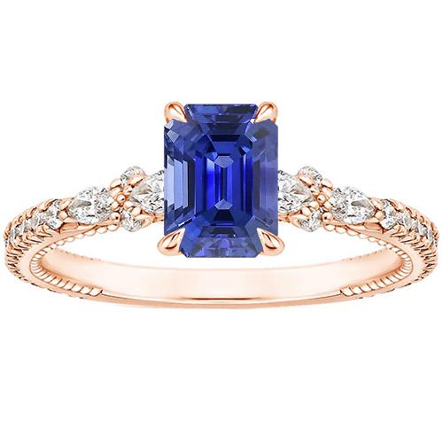 Roségold Diamant Pavé Fassung Ring Strahlend Blauer Saphir 4 Karat - harrychadent.de
