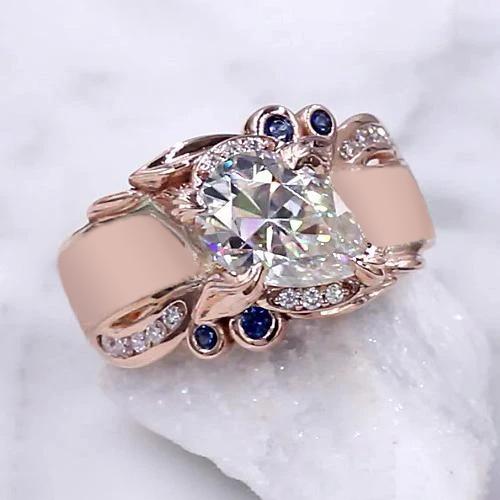 Roségold Diamantring 2,25 Karat Ceylon Saphir Akzente Schmuck - harrychadent.de