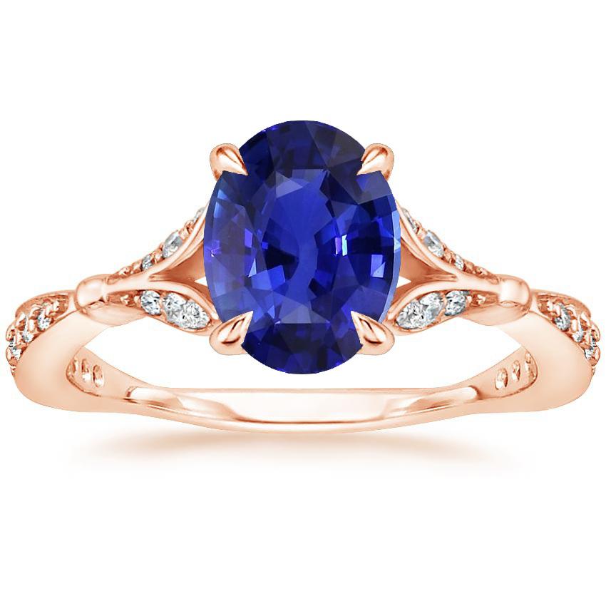 Roségold Edelstein Ring Split Shank Blauer Saphir & Diamanten 3 Karat - harrychadent.de