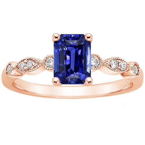 Roségold Edelsteinring Strahlend blauer Saphir mit Akzenten 3,50 Karat - harrychadent.de