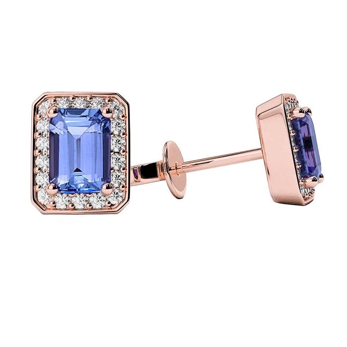 Roségold Krappenset Tansanit mit Diamanten 5,80 ct Ohrstecker - harrychadent.de