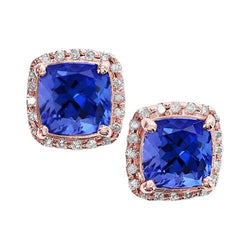 Roségold Tansanit und Aus der Erde Abgebauter Natürlicher Diamanten 6,70 ct Damen Ohrstecker