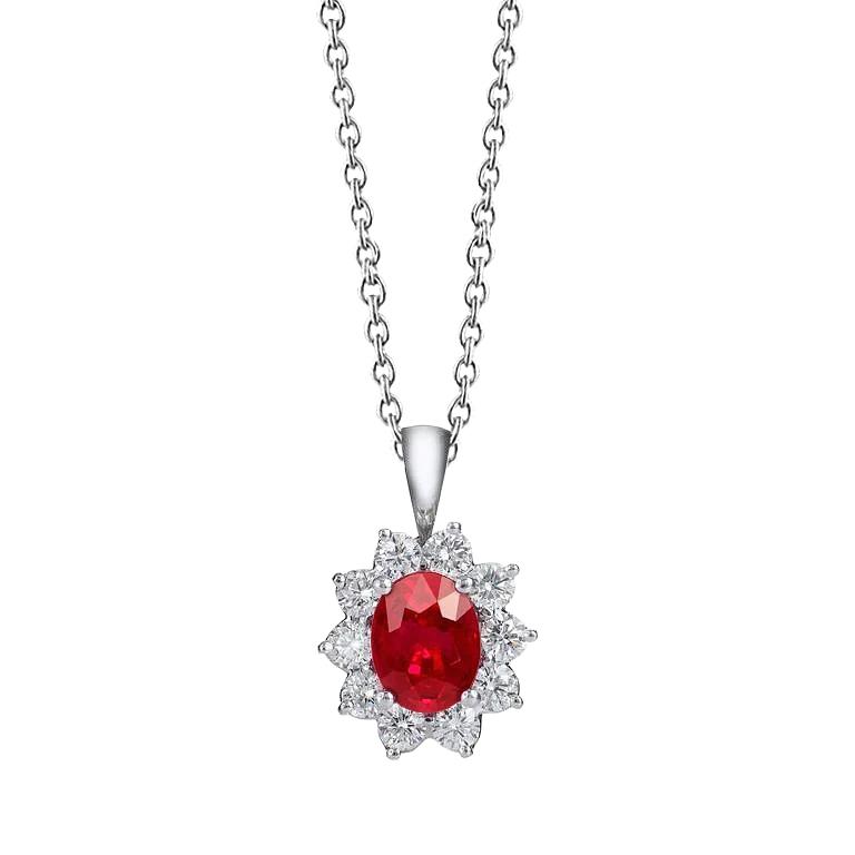 Rote Aaa Rubin und Diamanten 5,10 Karat Anhänger Halskette 14K - harrychadent.de