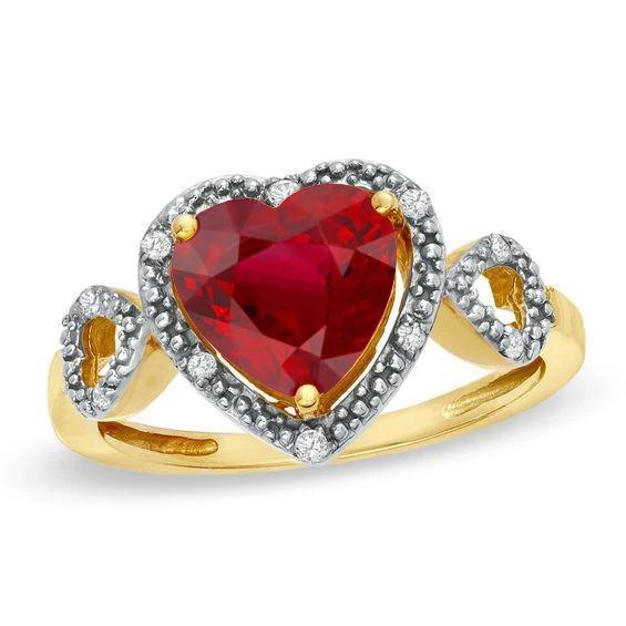 Roter Rubin-Diamant-Ring mit Herzschliff 6,65 ct Schmuck Gelbgold - harrychadent.de