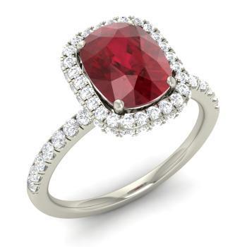 Roter Rubin im Kissenschliff mit Aus der Erde Abgebauter Natürlicher Diamantring 10.75 Karat Schmuck Weißgold