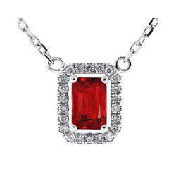 Roter Rubin mit Diamantanhänger Halskette 5.50 Karat WG 14K