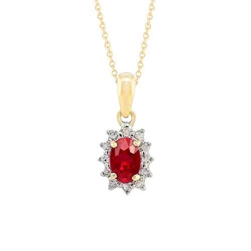 Roter Rubin mit Diamanten 3.35 Karat Anhänger Halskette Neu