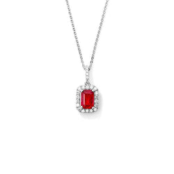 Roter Rubin mit Aus der Erde Abgebauter Natürlicher Diamanten 4 Karat Anhänger Halskette 14K Weißgold