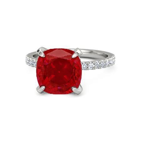 Roter Rubin mit Diamanten 4.25 Karat Ring 14K Weißgold