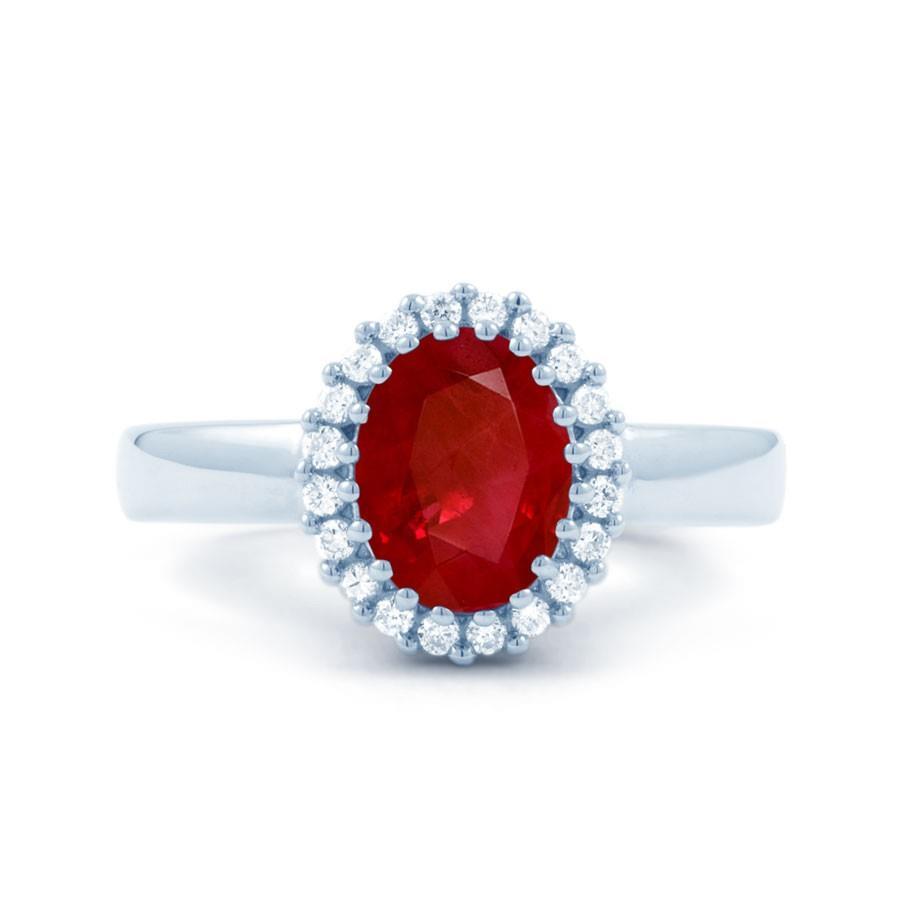 Roter Rubin mit Diamanten 5,75 Karat Ring Weißgold 14K - harrychadent.de