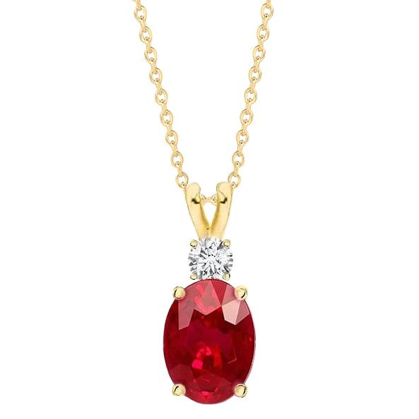 Roter Rubin mit Diamanten 8,50 Karat Anhänger Halskette Gelbgold 14K - harrychadent.de