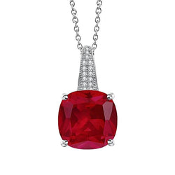Roter Rubin mit weißen Diamanten 8.30 ct Anhänger Halskette Gold Weiß 14K