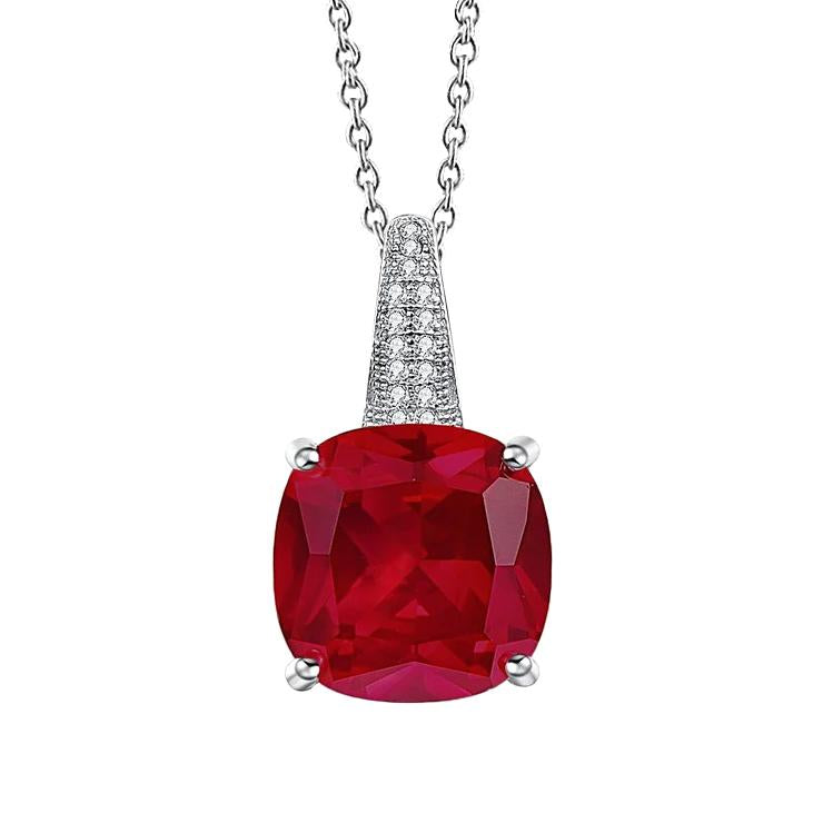 Roter Rubin mit weißen Diamanten 8.30 ct Anhänger Halskette Gold Weiß 14K